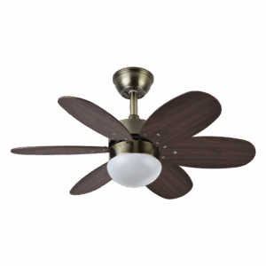 Ventilador de techo DC Alves Cuero-Dorado, aspas reversibles, 20w, 85cm