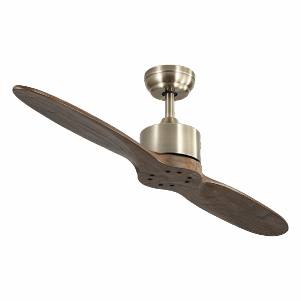 Ventilador de techo DC Leste Cuero-Dorado/Roble, 22w, 132cm