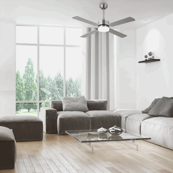 Ventilador de techo DC Hupe Níquel, aspas reversibles, 18w, 107cm