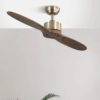 Ventilador de techo DC Leste Cuero-Dorado/Roble, 22w, 132cm