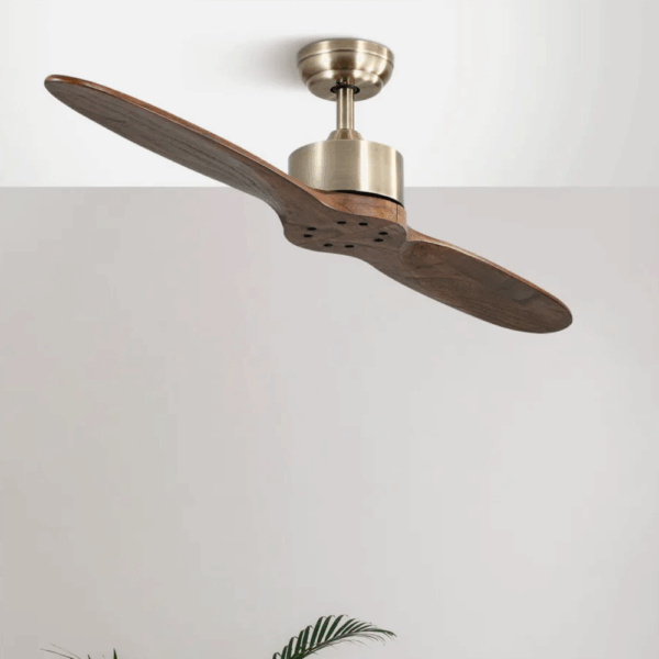Ventilador de techo DC Leste Cuero-Dorado/Roble, 22w, 132cm