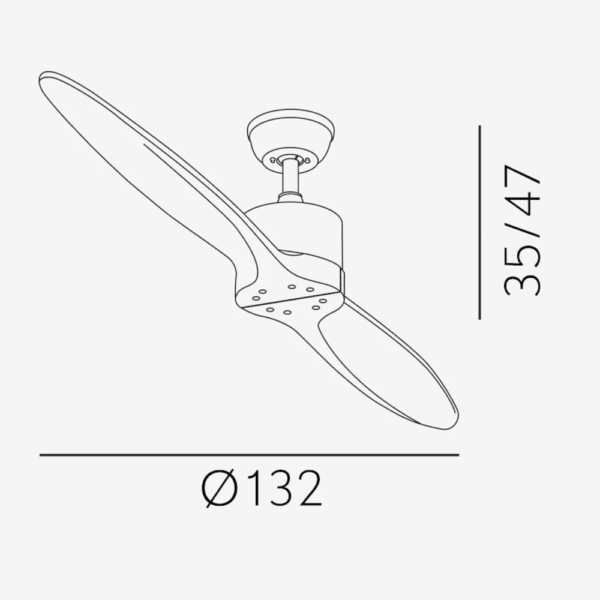 Ventilador de techo DC Leste Cuero-Dorado/Roble, 22w, 132cm