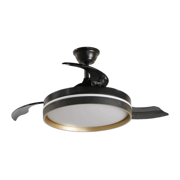 Ventilador aspas retráctiles Mandarín Negro-Oro 72w, 108cm