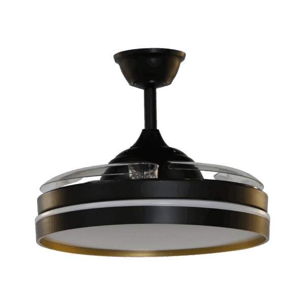 Ventilador aspas retráctiles Mandarín Negro-Oro 72w, 108cm