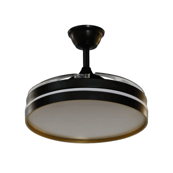 Ventilador aspas retráctiles Mandarín Negro-Oro 72w, 108cm