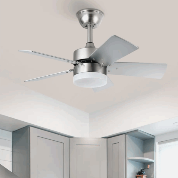 Ventilador de techo DC Marta Níquel, aspas reversibles, 36w, 76cm