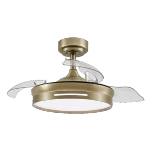 Ventilador aspas retráctiles Micenas Cuero-Dorado 59w, 106cm