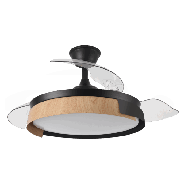 Ventilador aspas retráctiles Provenza Negro/Haya, 72w, 107cms