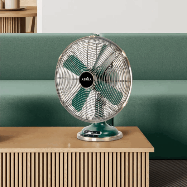 Ventilador de sobremesa vintage Capitolio, Oliva/Cuero, 37w