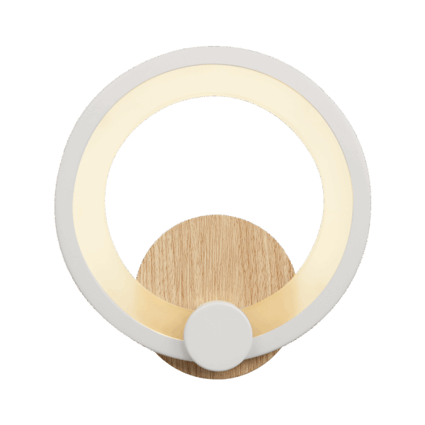 airevivo-aplique-sidney-2 Aplique de pared Sydney 10w, 4000k, Blanco/Madera Clara, 19,5x19x5cm