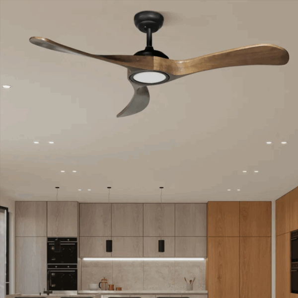 Ventilador DC Castelo Negro/Roble 18w, 132cm/diámetro