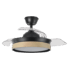 Ventilador aspas retráctiles Iglú Negro/Madera, 72w, 91cms