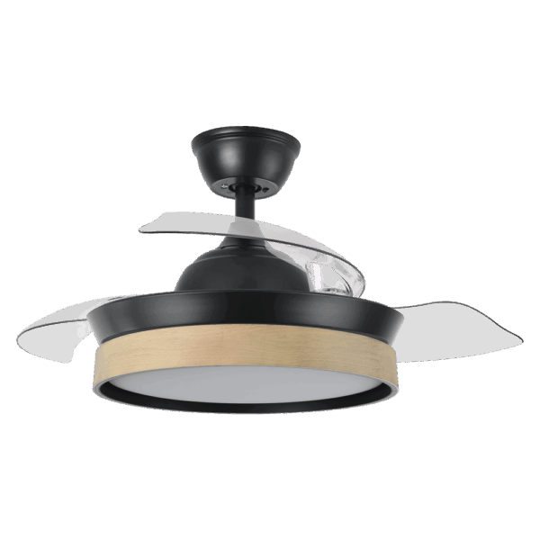Ventilador aspas retráctiles Iglú Negro/Madera, 72w, 91cms