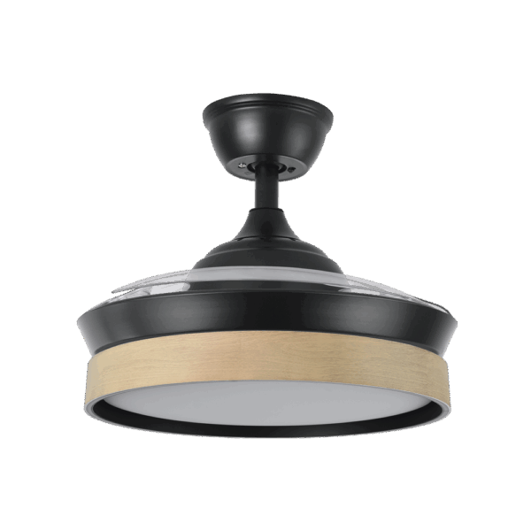 Ventilador aspas retráctiles Iglú Negro/Madera, 72w, 91cms