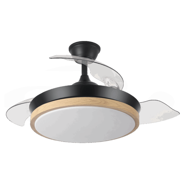 Ventilador aspas retráctiles Evros Negro/Madera, 72w, 107cms
