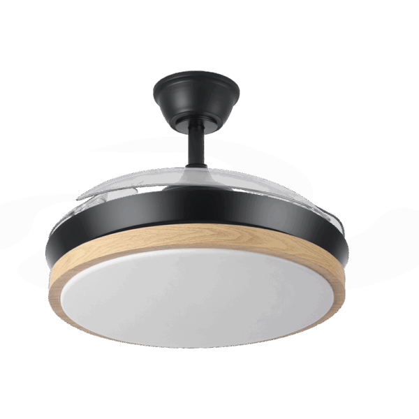 Ventilador aspas retráctiles Evros Negro/Madera, 72w, 107cms