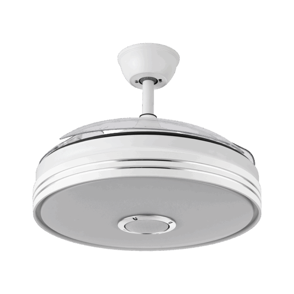 airevivo-ventilador-matanuska-cerrado-bluethooth Ventilador Matanuska Blanco, aspas retráctiles, LED y Bluethooth, 72w, 108cm