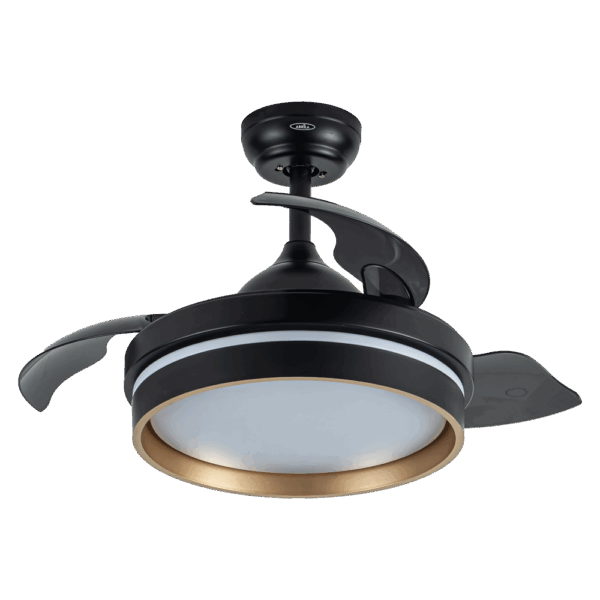 Ventilador aspas retráctiles Nalón Negro/Oro 48w, 91cm/diámetro