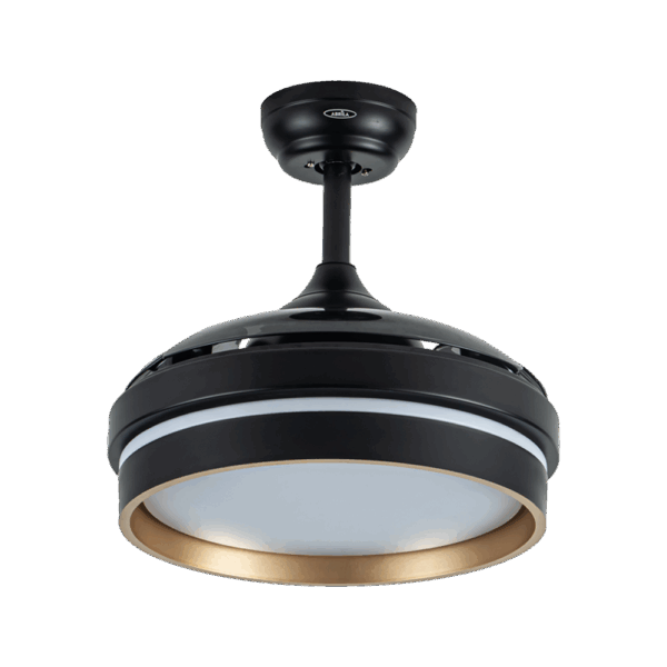 Ventilador aspas retráctiles Nalón Negro/Oro 48w, 91cm/diámetro