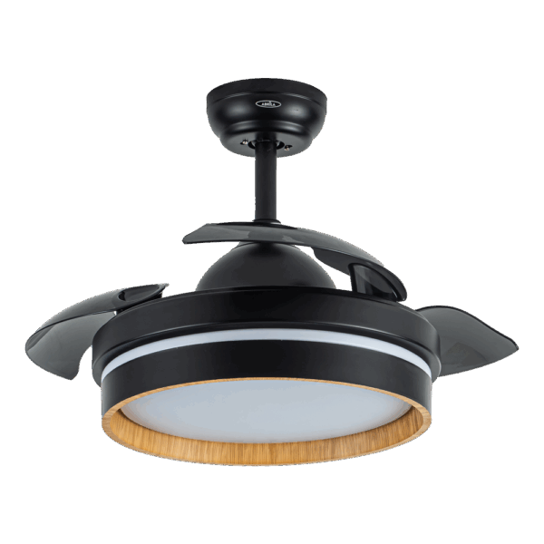 Ventilador aspas retráctiles Nalón Negro/Madera, 48w, 91cms