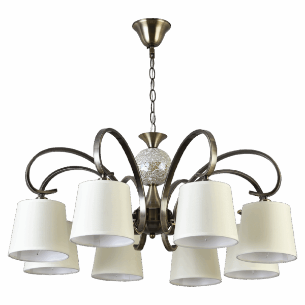 airevivo-lampara-concordia-cuero-8e Lámpara Concordia 8xe14 Cuero Pantalla Beige