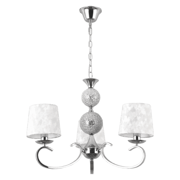 Lampara Úbeda 3xe14 Cromo Pantalla Blanca