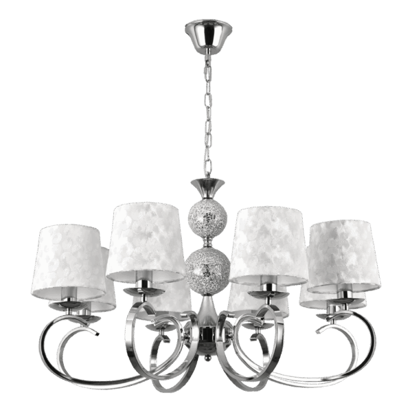 Lampara Úbeda 8xe14 Cromo Pantalla Blanca