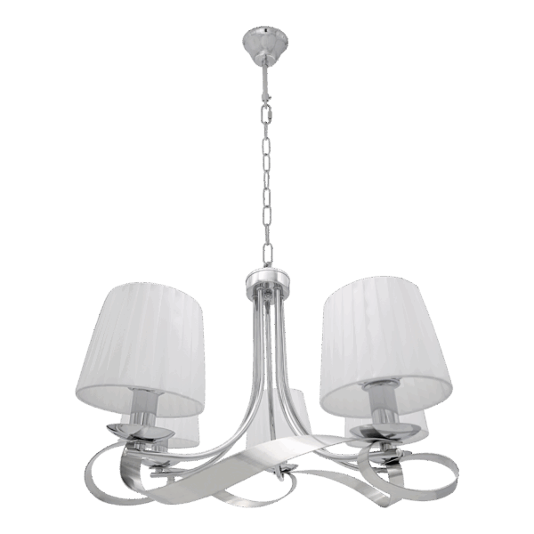 Lámpara Baeza 5xe14 Cromo Pantalla Blanca