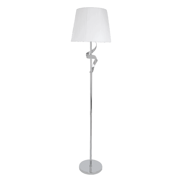 Lámpara Pie Salón Baeza 1xe27 Cromo Pantalla Blanca