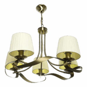 Lámpara Baeza 5xe14 Cuero Pantalla Beige