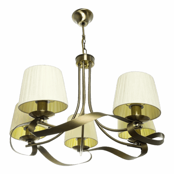 Lámpara Baeza 5xe14 Cuero Pantalla Beige