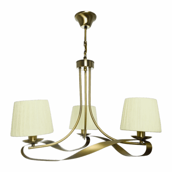 Lámpara Baeza 3xe14 Cuero Pantalla Beige