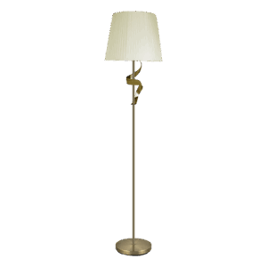 Lámpara Pie Salón Baeza 1xe27 Cuero Pantalla Beige