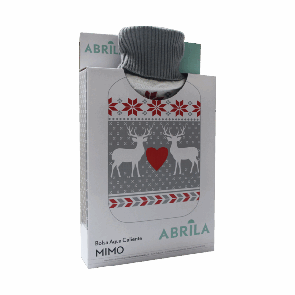 Bolsa Agua Caliente Mimo 1,7l Forro Gris/Rojo Renos 20x32x4cm