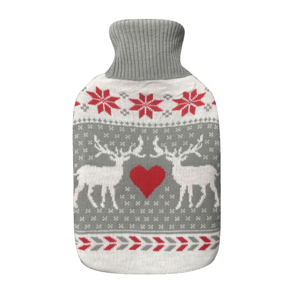 Bolsa Agua Caliente Mimo 1,7l Forro Gris/Rojo Renos 20x32x4cm