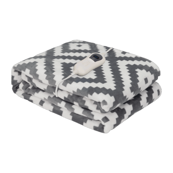 Manta Eléctrica Tejada Étnico Gris/Blanco 120w 160x120cm 3 niveles de calor