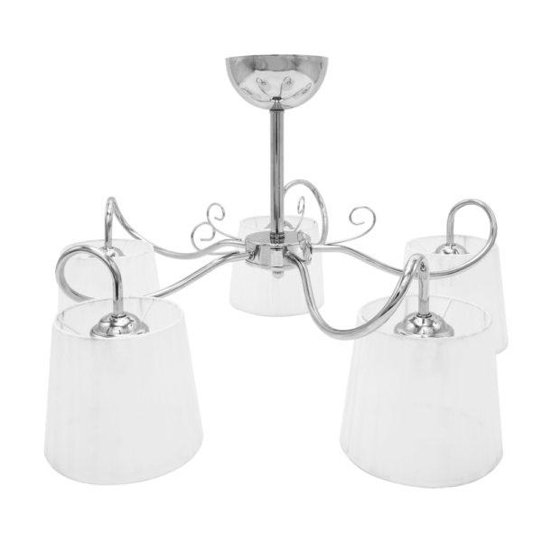 Lampara Cuzco 5xe14 Cromo Pantalla Blanca