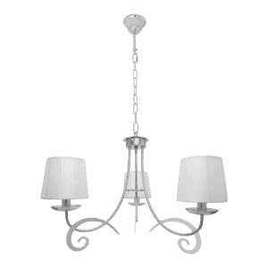 Lampara Luxor 3xe14 Cromo Pantalla Blanca