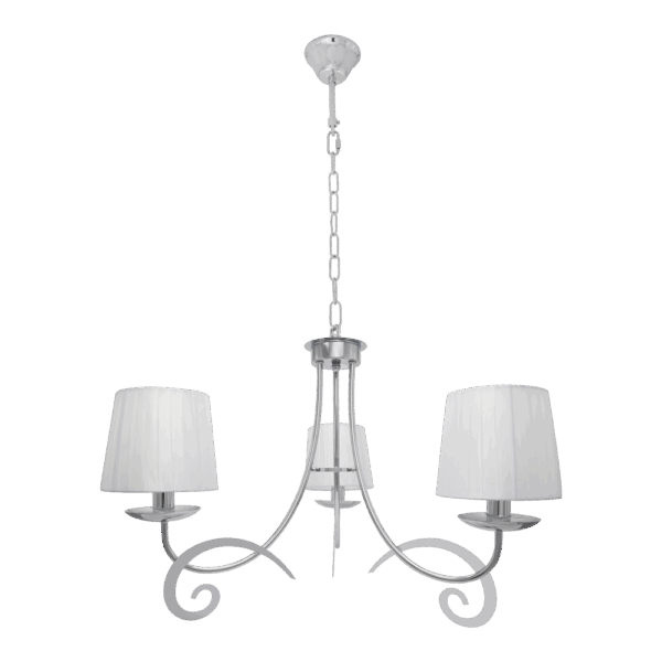 Lampara Luxor 3xe14 Cromo Pantalla Blanca