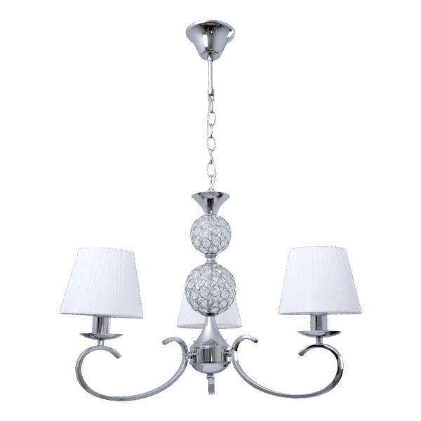 Lampara Ordoñez 3xe14 Cromo Pantalla Blanca