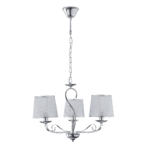 Lampara Sumba 3xe14 Cromo Pantalla Blanca