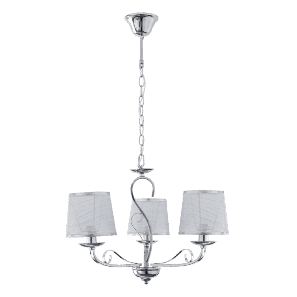 Lampara Sumba 3xe14 Cromo Pantalla Blanca