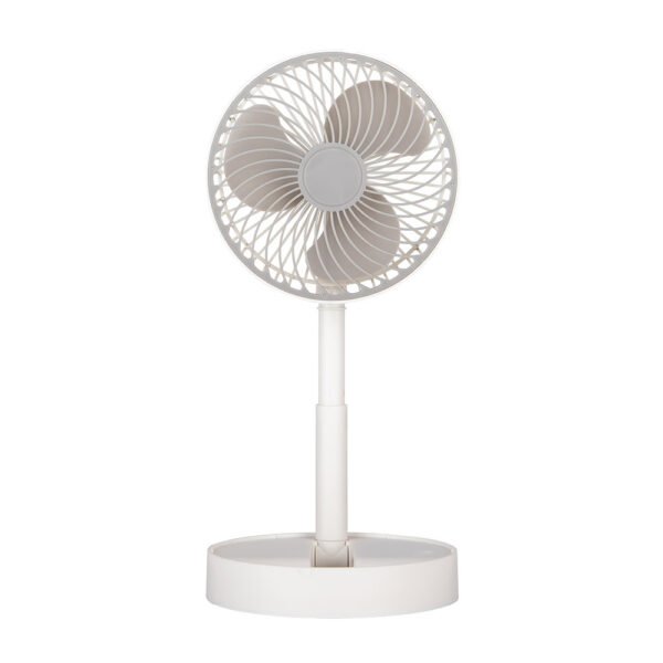 Ventilador Inalambrico Dc Portatil Jerico Blanco/gris 5w 3vel Recargable, Alim.usb, Orientable 3aspas Regx17x17cm