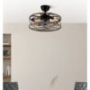 Ventilador DC 4xe27 Arcadia Negro 8 Aspas Transparentes 31/40x50x50cm 6 Velocidades C/remoto Y Temporizador