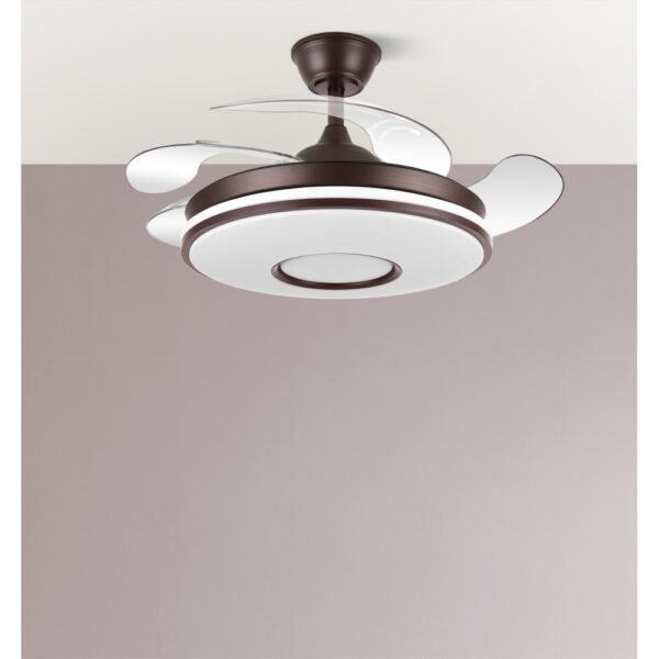 Ventilador Dc Dani 59w 6980lm Marron 4 Aspas desp.106d 3000-4200-6500k Remoto, Reg.intensidad, Memoria Y Temporizador