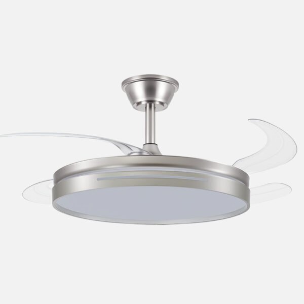Ventilador Dc 59w Micenas Niquel 4asp.transp.106d 6velocidades 6980lm 3colores Remoto,reg.intensidad,memoria Y Temporizador 26