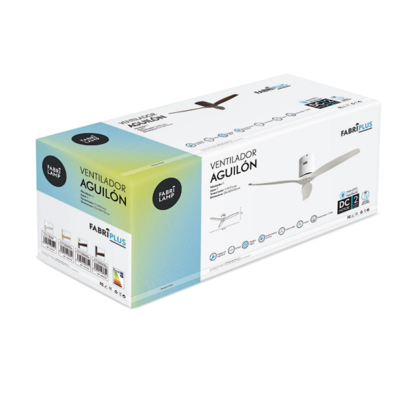 Ventilador Dc Aguilon Blanco 3 Aspas Blancas 6 Velocidades Sin Luz Remoto Y Temporiz.132d