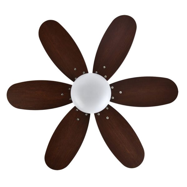 Ventilador Dc Alves 2xe27 Cuero 6 Aspas Rev. Cerezo/nogal 41x85d  C/ Remoto Y Temporizador