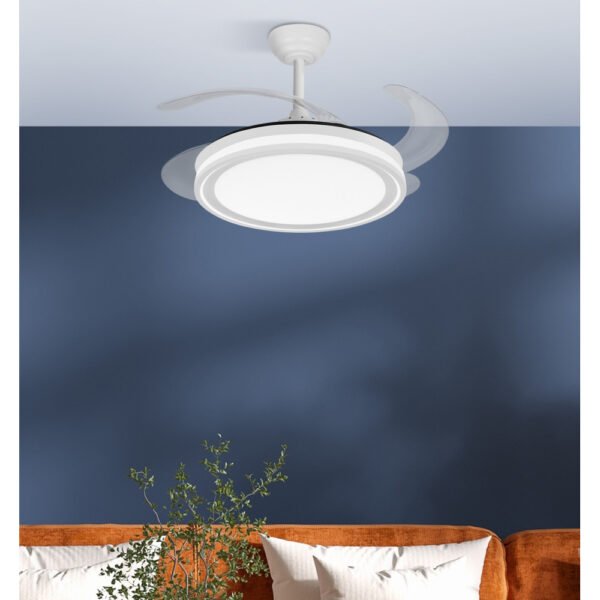 Ventilador Dc Bandido 59w Blanco 4aspas 107d 5900lm 3500-4000-6500k Remoto+Reg.intensidad+memoria+temporizador