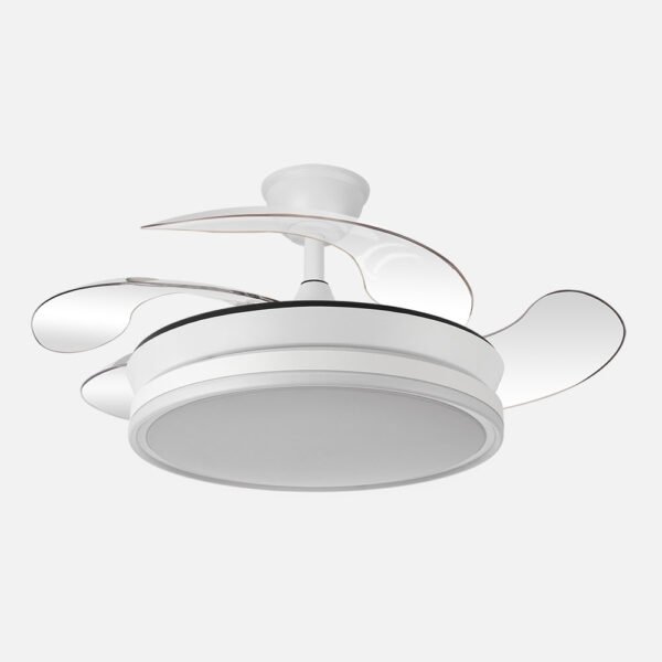 Ventilador Dc Bayomo Blanco 59w 6980lm 91d 4asp.desplegables 3000-4000-6000k Remoto, Regulable Intensidad, Temporizador, Memoria